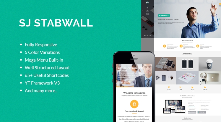 Smartaddons SJ Stabwall v3.9.6 - бизнес тема Joomla слив курса