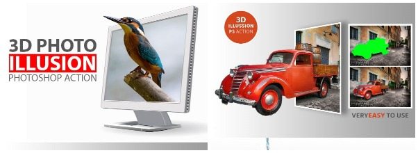 Экшен создающий объемную 3D фотографию - 3D Photo Illusion Photoshop Action слив курса