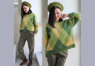 Елена Кузьмина kuzmina_knitwear Джемпер «Ромбы» 2022 слив