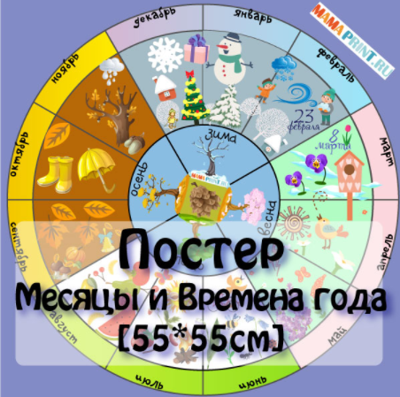 Постер месяцы и времена года - Mama-print 2017 слив курса