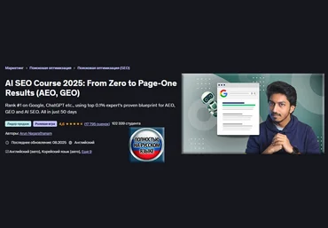 Арун Нагаратанам Udemy ИИ SEO 2025: от нуля до результатов на первой странице AEO, GEO 2025 скачать слив