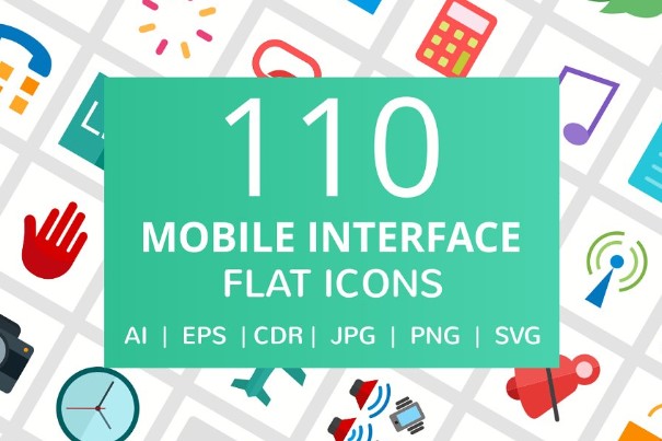 Creativemarket 111 Mobile Interface Flat Icons слив курса