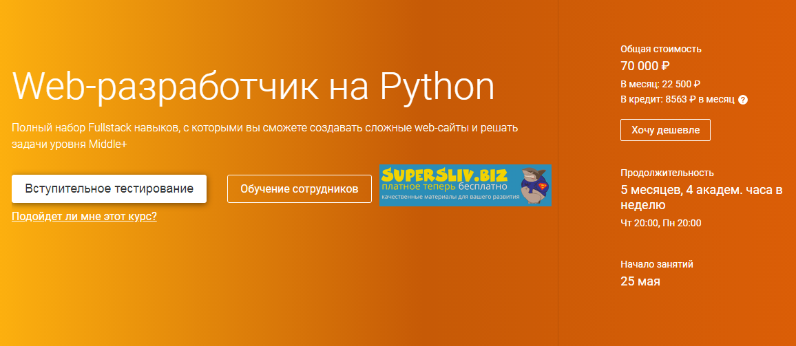 OTUS Web-разработчик на Python 2019 слив курса