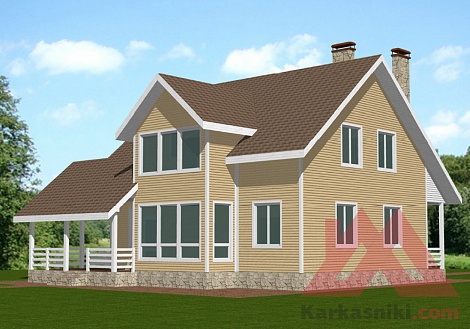 karkasniki Проект каркасного дома 12.5x13 176м.кв слив курса