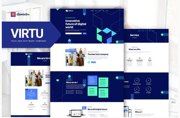Themeforest Virtu - Tech & Software Company Elementor Template kit слив курса