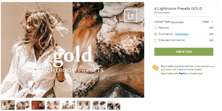 Creativemarket 4 Lightroom Presets GOLD 2020 слив курса