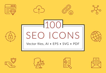 Creativemarket 100 SEO line icons слив