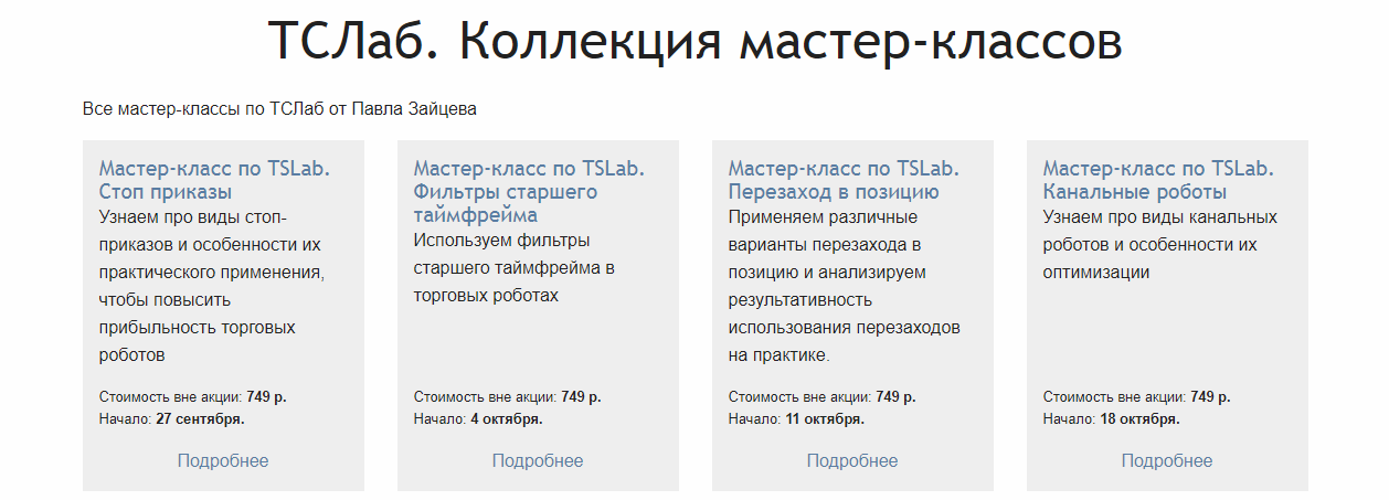 Сборник вебинаров по TsLab 2017 слив курса