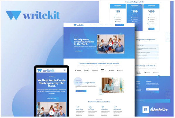 Themeforest WriteKit - Content Writing Services Agency Elementor Template Kit слив курса