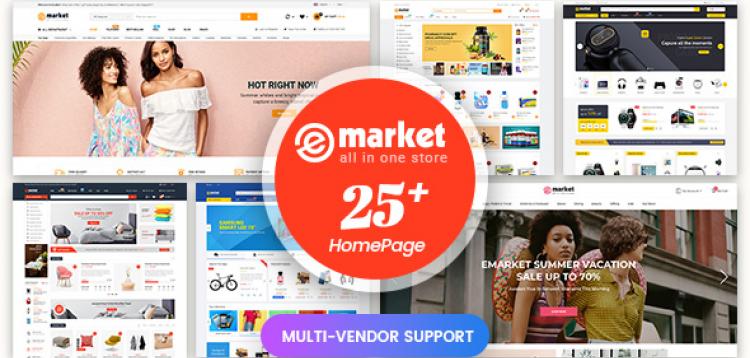 eMarket - Multi-purpose MarketPlace OpenCart 3 Theme 25+ Homepages & Mobile Layouts Included слив курса
