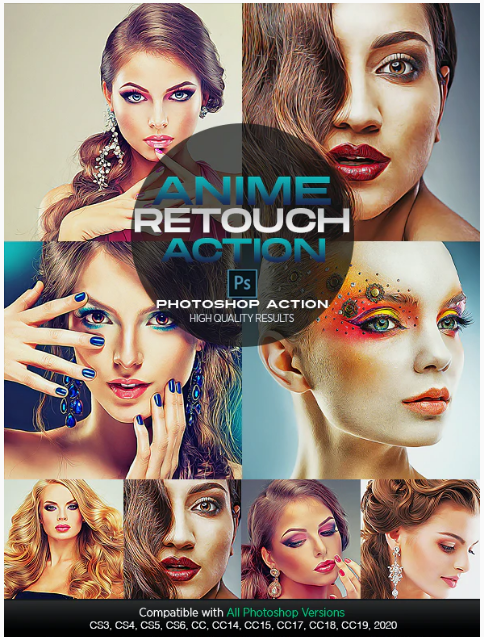 Graphicriver Anime Photo Retouch Photoshop Action 2020 слив курса