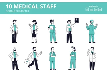 Elements.Envato Medical staff and Pharmacy doodle vector 2021 слив