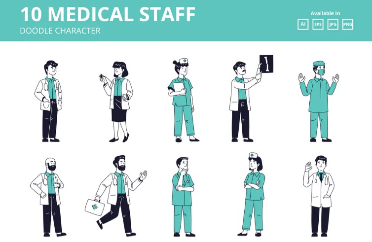 Elements.Envato Medical staff and Pharmacy doodle vector 2021 слив курса