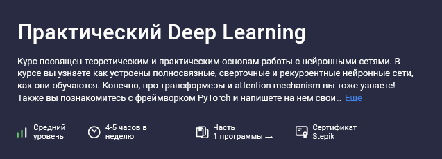 Елена Кантонистова, Евгений Паточенко, Марк Блуменау Stepik Практический Deep Learning 2025 слив курса