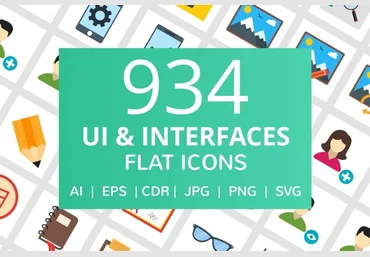 Creativemarket 934 UI & Interfaces Flat Icons скачать слив