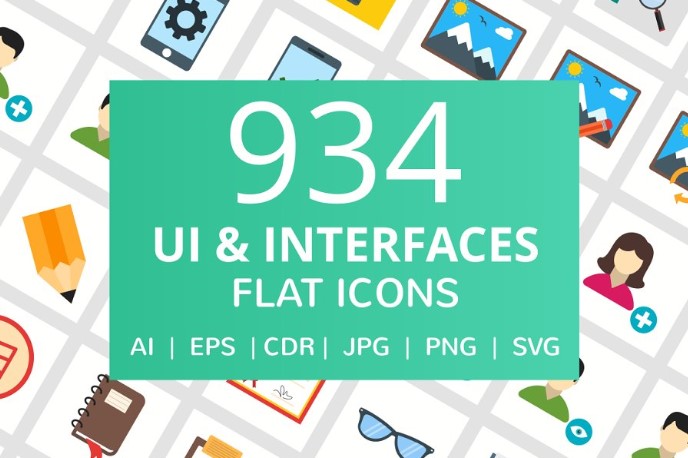 Creativemarket 934 UI & Interfaces Flat Icons слив курса