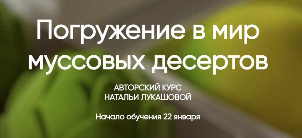 Наталья Лукашова Погружение в мир муссовых десертов 2022 слив курса