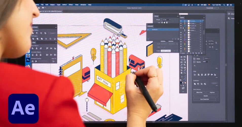 Domestika Ana Pérez López — Изометрическая анимация с помощью Illustrator и After Effects 2024 слив курса