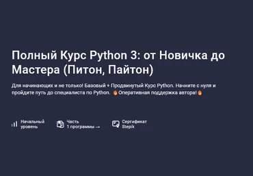 Влад Бурмистров Stepik Полный курс Python 3: от новичка до мастера 2025 скачать слив