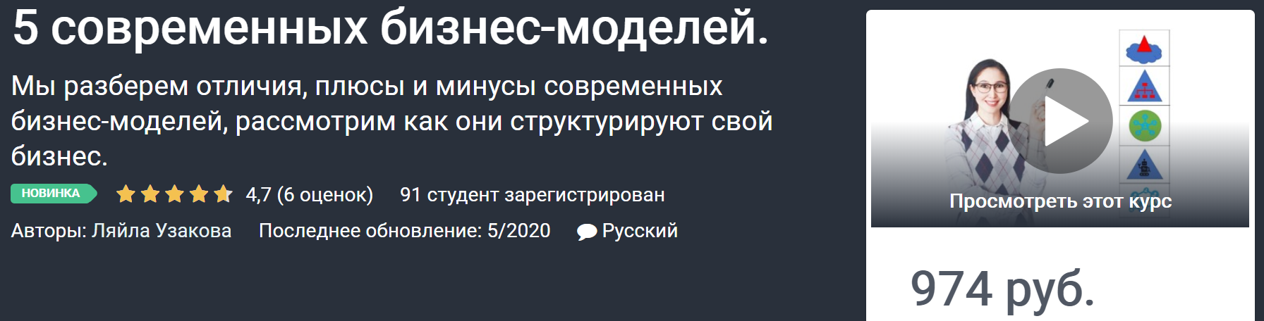 Udemy Ляйла Узакова - 5 современных бизнес-моделей 2020 слив курса