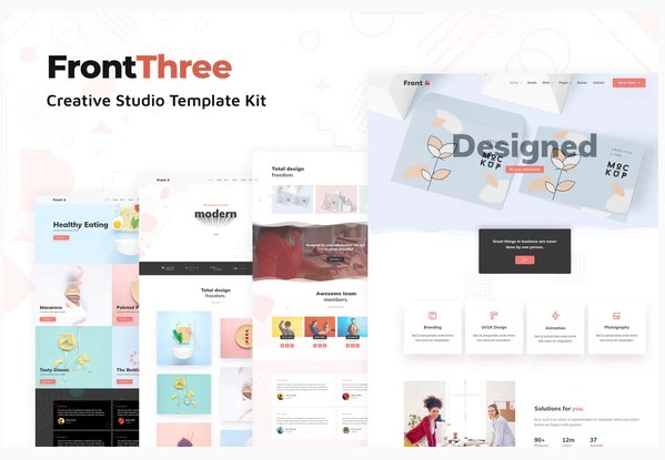 Themeforest FrontThree - Creative Studio Template Kit слив курса
