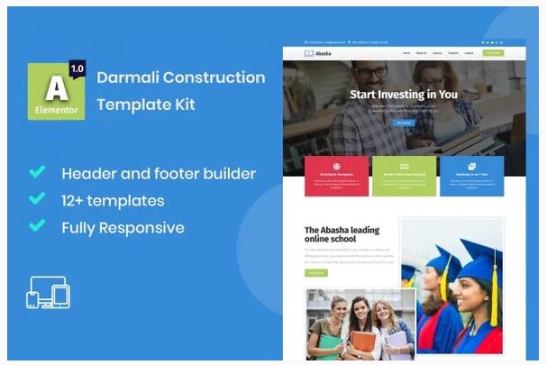 Themeforest Abasha - Education & Learning Courses Elementor Template Kit слив курса
