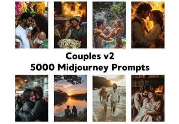 ChillaxDesignsArt 5000 промптов для создания изображений влюбленных пар в Midjourney 2025 слив