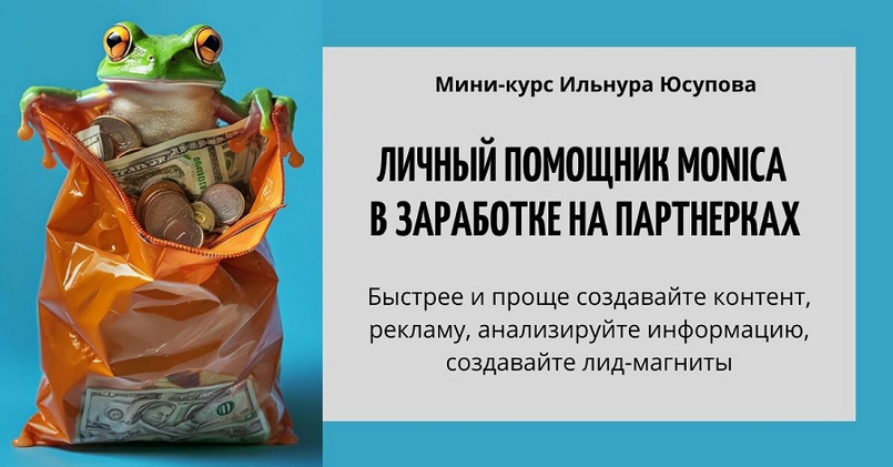 Ильнур Юсупов Личный помощник Monica в заработке на партнерках 2025 слив курса