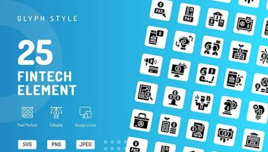 Graphicriver Fintech Element Glyph Icons 2020 слив курса
