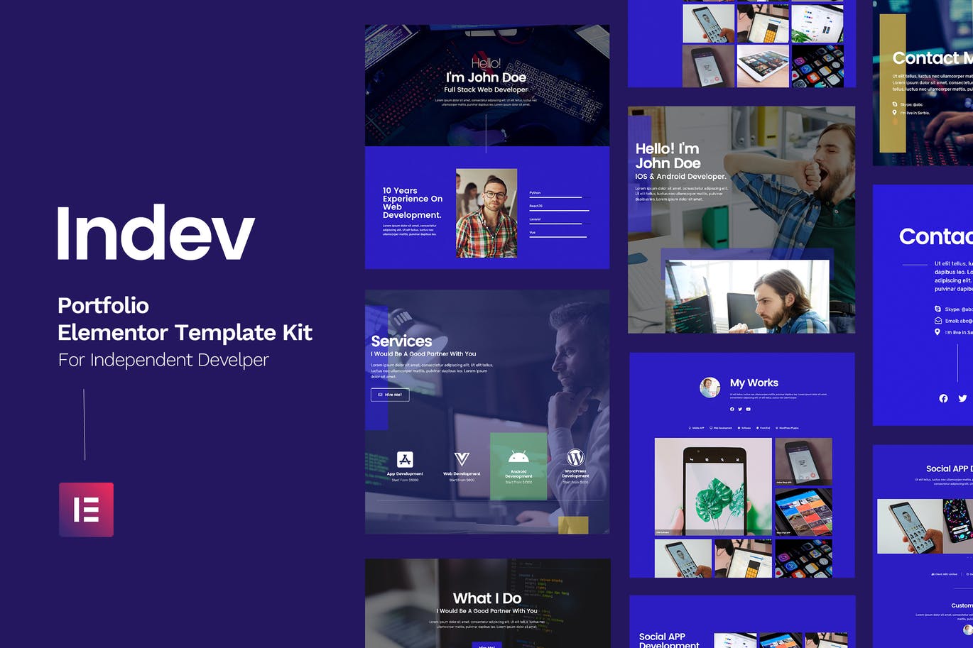 Gpldigital Indev – Portfolio Elementor Template Kit For Developer слив курса