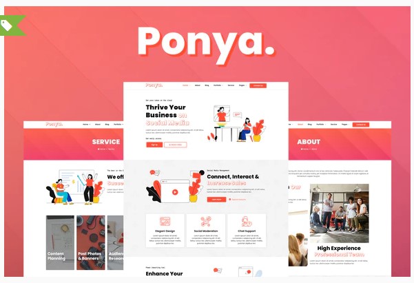 Themeforest Ponya - Social Media Agency Template Kit слив курса
