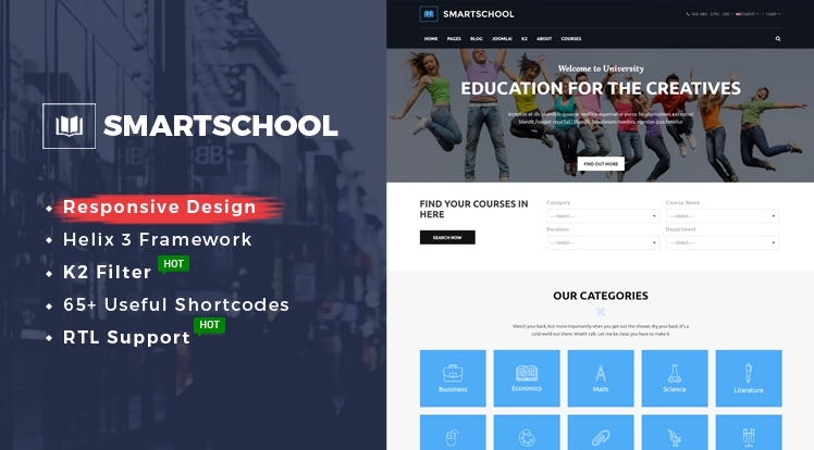 Smartaddons Sj SmartSchool v3.9.6 - тема для школы Joomla слив курса