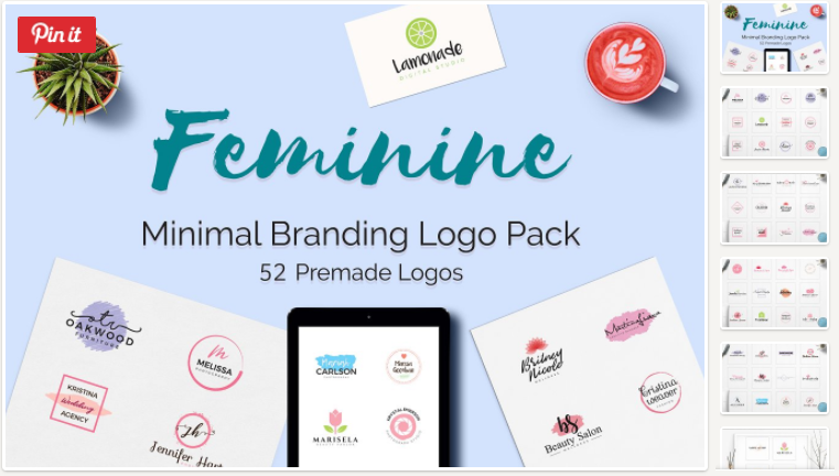 Creativemarket Feminine Minimal Branding Logo Pack слив курса
