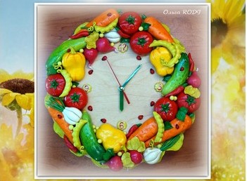 Часы для кухни - овощное изобилие - Родионова 2015 слив курса