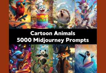 ChillaxDesignsArt 5000 промптов изображений мультяшных животных в Midjourney 2025 слив