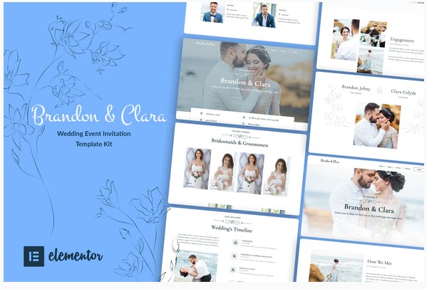 Themeforest Brandon & Clara - Wedding Event Invitation Elementor Template Kit слив курса