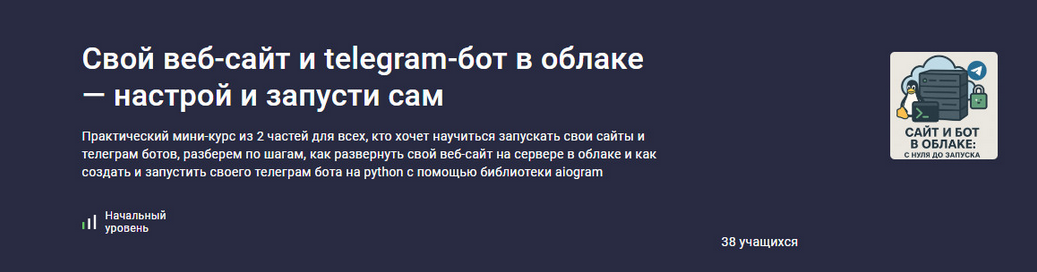 Ринат Минязев Stepik Свой веб-сайт и telegram-бот в облаке — настрой и запусти сам 2025 слив курса