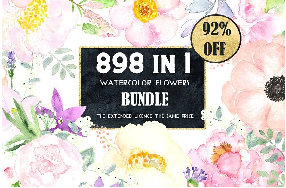 Creativemarket Watercolor flowers BUNDLE слив курса