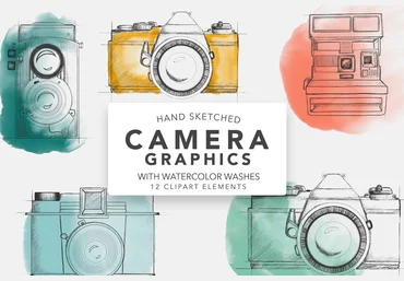 Creativemarket Sketched camera graphics for Logos слив