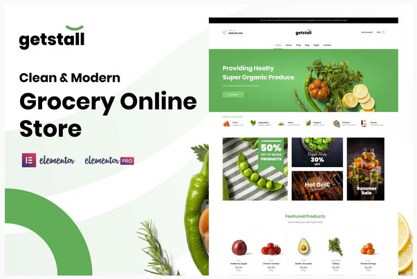 Themeforest Getstall - Grocery Store Elementor Template Kit слив курса