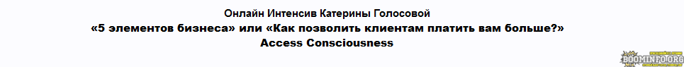Катерина Голосова 5 Элементов Бизнеса или Как позволить клиентам платить вам больше? Часть 2 из 2 слив курса