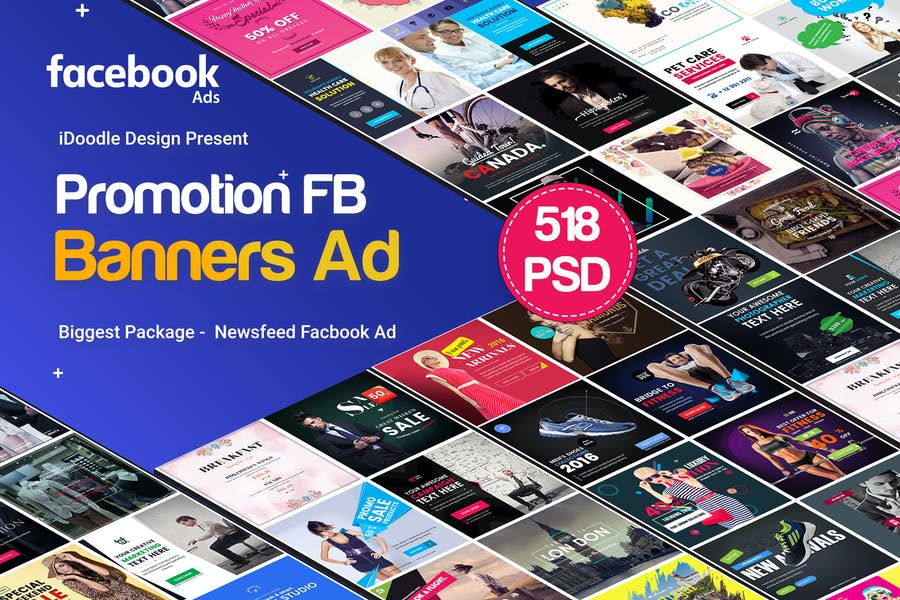 Evanto Elements Рекламные Баннерs на Facebook - 518 PSD 2020 слив курса