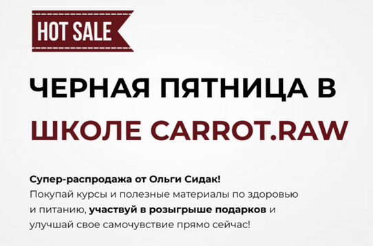 Ольга Сидак Черная пятница в школе Carrot.raw. Тариф Здоровье 2024 слив курса