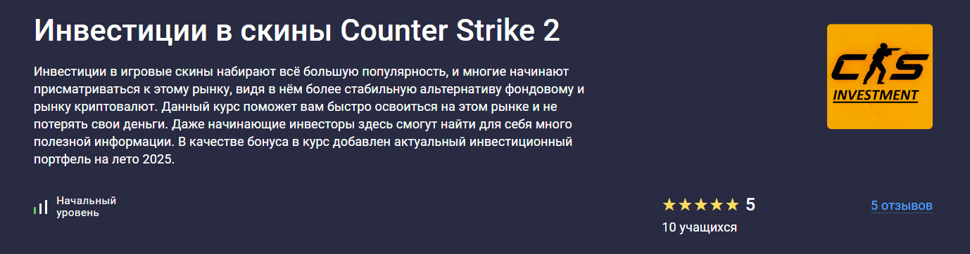 Stepik Михаил Никифоров ― Инвестиции в скины Counter Strike 2 2025 слив курса