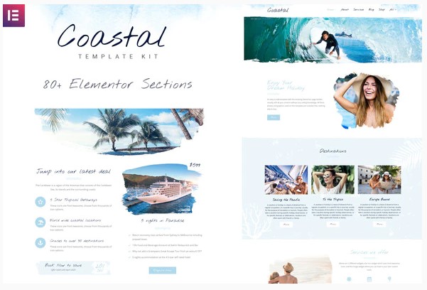 Themeforest Coastal Travel and Surf Grunge Template Kit слив курса