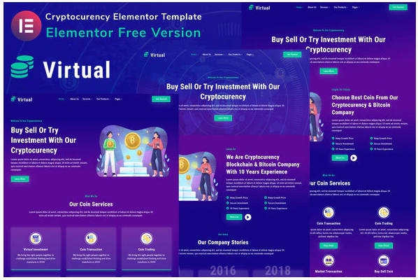 Themeforest Virtual - Cryptocurency Blockchain & Bitcoin Elementor Template Kit слив курса