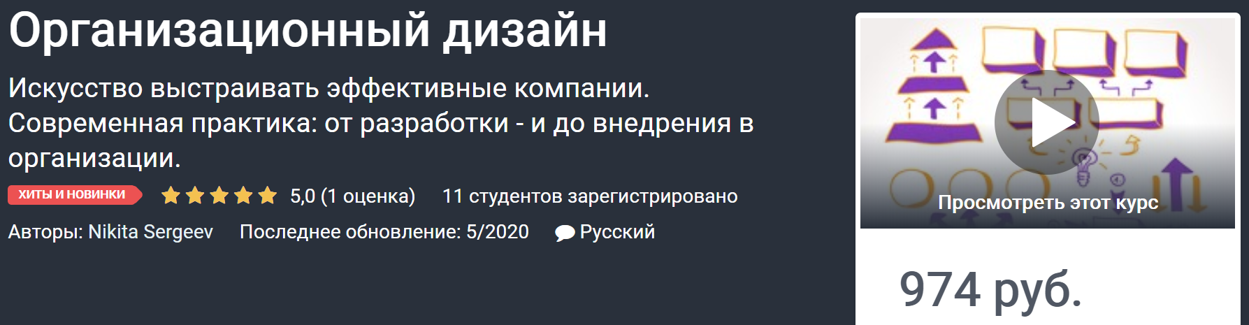 Udemy Никита Сергеев - Организационный дизайн 2020 слив курса