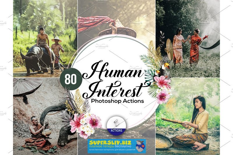 Creativemarket 80 Human Interest Photoshop Actions 2019 слив курса