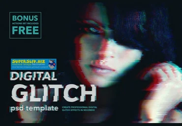 Creativemarket Digital Glitch Effect PSD Templates 2019 скачать слив