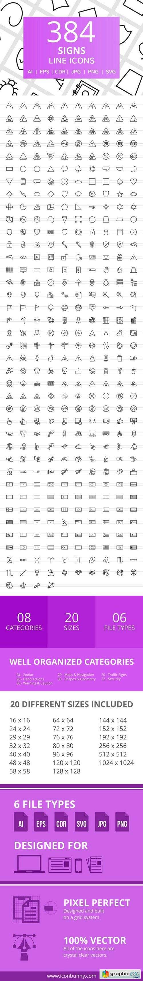 Creativemarket 384 Sign Filled Line Icons слив курса